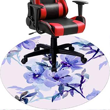 Imagem de Tapete de cadeira de escritório com flores, textura de flor, tapete de cadeira de mesa para piso de madeira de escritório em casa, protetor de piso de pilha baixa, redondo 78,7 cm