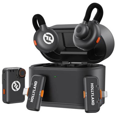 Imagem de Sistema Microfone Duplo Hollyland LARK M2S Ultimate Combo Wireless para Câmeras e Smartphones USB-C e Lightning