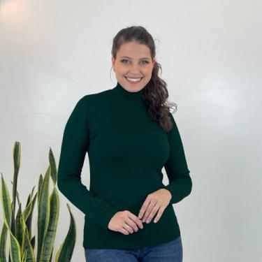 Imagem de Blusa De Frio Cacharrel Feminina Gola Alta Tricot - oem, Verde escuro