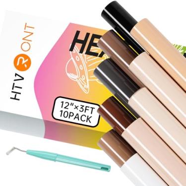 Imagem de HTVRONT Pacote De Vinil Skin Tone Htv - Com 10 Rolos Transferência Térmica Marrom 30 Cm X 90 Cm, Para Camisetas, Bege Cores Sortidas