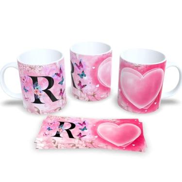 Imagem de Caneca Branca Porcelana com Alfabeto Borboleta (R)