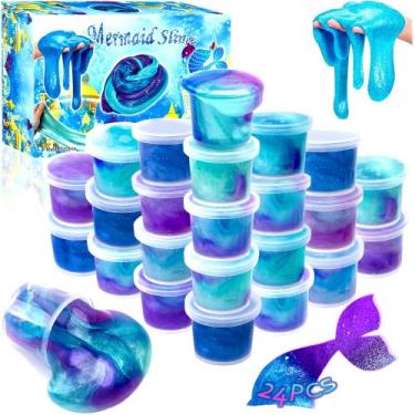 Imagem de Kit Slime HFCHUPIN Galaxy Mermaid, pacote com 24 lembrancinhas de fest