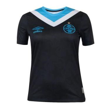 Imagem de Camisa Feminina Umbro Grêmio Oficial 3 2024 Torcedora Preto/azul, Pret