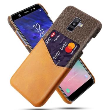 Imagem de Capa para Samsung Galaxy A6 PLUS(2018),Tela e tampa de couro PU,Anti-deslizante,Resistência à impressão digital,Caso de proteção de 360°com 1 slot de cartão atrás-Brown