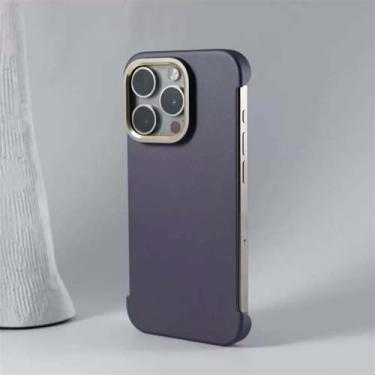 Imagem de Capa magnética ultrafina Desert Gold para iPhone 13, 14, 15, 16 Pro Max Plus, com carregamento sem fio, sem moldura, capa rígida de PC, roxa, para iPhone 13 Pro