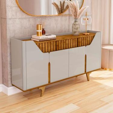 Imagem de Balcão Buffet Madison 4 Portas 2 Gavetas Ripado Off White/Naturalle - 