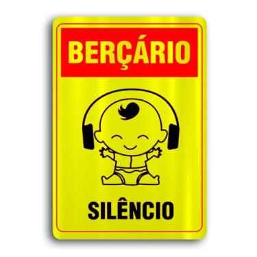 Imagem de Kit 5 Placas de Metal Silencio 20cmx30cm