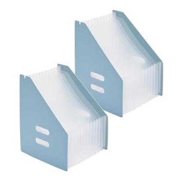 Imagem de Fei Bi Gerenciador de pastas de acordeão vertical de 2 peças, 13 páginas de expansão de grade, bolsa de armazenamento aberta verticalmente para organizar materiais, papel timbrado para escola, casa e