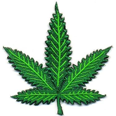 Imagem de Pote de folha de maconha cannabis erva daninha ganja 420 hippie motociclista retrô bordado aplique de ferro patch S-389