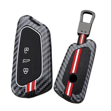Imagem de HIBEYO Capa de chaveiro adequada para VW Volkswagen ID3 ID4 MK8 Golf 8 GTI Skoda Octavia acessórios Metal e silicone que brilha no escuro chaveiro - um chaveiro (linhas vermelhas e brancas)