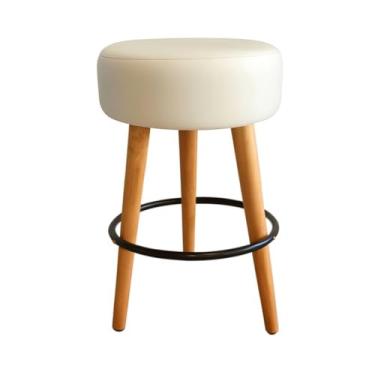 Imagem de Banqueta Média 60cm Para Cozinha Sala Quarto Estofada Confortável Pés Madeira Reforçada Branca