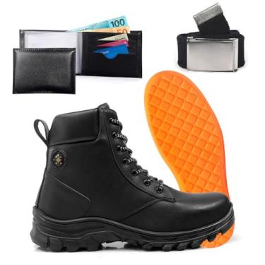 Imagem de Kit Bota Masculina Adventure Com Carteira Cinto Palmilha Gel Trilha Tracking Resistente Confortavel Solado Antiderrapante (Preto, BR, Adulto, Numérico, 43)
