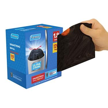 Imagem de Feisco Saco de lixo preto de 4 litros, saco de lixo pequeno com cordão, forro de lixo, 120 unidades, 0,51 mil