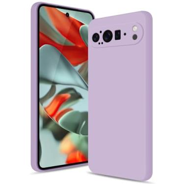 Imagem de Btstring Capa para Google Pixel 9 Pro XL, capa de silicone com proteção aprimorada para a câmara, capa fina à prova de impactos, forro de microfibra suave anti-riscos, violeta