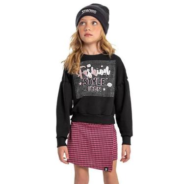 Imagem de Conjunto Blusão em Moletom e Short-Saia Infantil Menina Quimby 29538-Feminino
