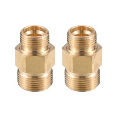 Imagem de VekAuto Conector de lavadora de pressão, adaptador macho M18x1,5 para M22x1,5 conector de mangueira de parafuso de latão universal para lavadora de pressão latão tom cobre acessórios automotivos