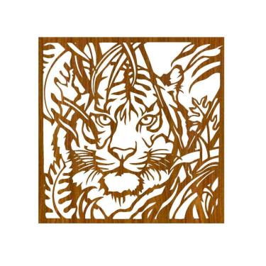 Imagem de Quadro Decorativo Carvalho Mdf Tigre Selvagem 40X20Cm
