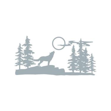 Imagem de Quadro Decorativo Cinza Mdf Lobo Nas Montanhas 40X20Cm