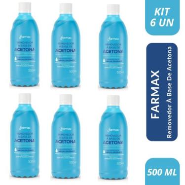 Imagem de Kit 6 Removedor De Esmaltes Acetona Hidratante Farmax 500ml
