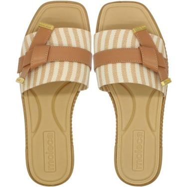 Imagem de Chinelo Slide Moleca Palmilha Confortável Tira Decorada Feminino, Bege