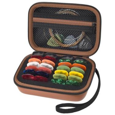 Imagem de ALKOO Mais De 70 Estojos Para Palhetas Guitarra Cordas Acústicas Fender D'Addario Chromacast Jim Dunlop, Organizador, Capotraste, Enrolador Cordas, Pinos Ponte, Kit Acessórios Músicos (Marrom)