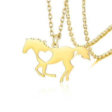 Imagem de VASSAGO Colar com pingente de cavalo de aço inoxidável para mulheres e homens, joias de animais, presentes para amantes de cavalos, Adjustable, Aço inoxidável, Sem Pedra Preciosa