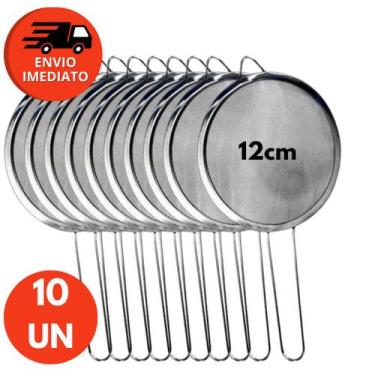 Imagem de Conjunto Peneira 12cm Aço Inox Utensílio Para Cozinha Polvilhar Peneir