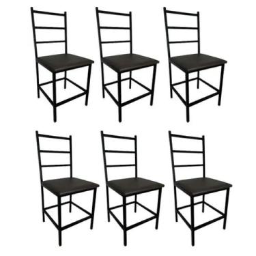 Imagem de Kit 6 Cadeiras Reforçada Para Cozinha E Sala Jantar Vitoria Assento Pr