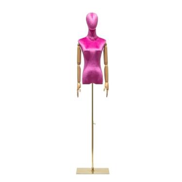 Imagem de Mannequin Manequim feminino de veludo com suporte de metal, expositor de roupas removível e ajustável, manequim de varejo(Purple1)