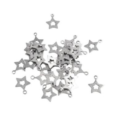 Imagem de 30 Amuletos de Estrela de Cinco Pontas em Aço Inoxidável - Para Criar 