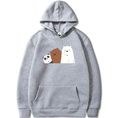 Imagem de Moletom Canguru Feminino Desenho Urso Sem Curso Panda Polar Casaco - N