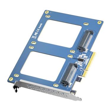 Imagem de Adaptador duplo U.2 para PCIe X8, SFF-8639 para cartão PCIe 3.0 X8 sem encaixe de bifurcação PCIe, suporta 2 SSD U.2 ou Soft raid (PCIe placa mãe de bifurcação é necessária)