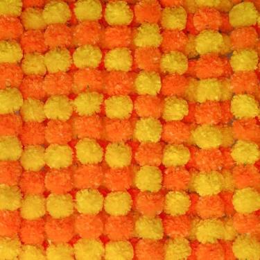 Imagem de Acronde 5 peças de flores de calêndula guirlanda de calêndula 1,8 m de comprimento, flores artificiais para festa de casamento diwali indiano, decoração de casa e evento (5, amarelo e laranja)
