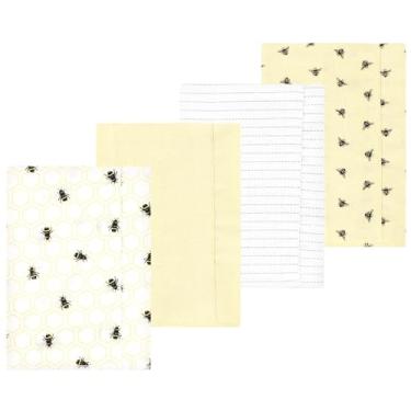Imagem de Luvable Friends Hudson Baby Conjunto de 4 panos de flanela para arrotos, Golden Bees, 14x20 inches