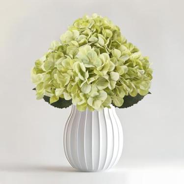 Imagem de UDBZTCE 4 peças de flores artificiais de hortênsia de tamanho grande de haste longa para decoração de casamento em casa, centro de mesa, decoração de escritório, chuveiro (verde-limão)