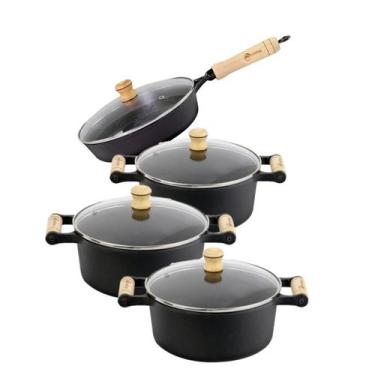 Imagem de Jogo de Panela de Ferro Fundido 16 18 22 e Frigideira 22 Com Tampa de 