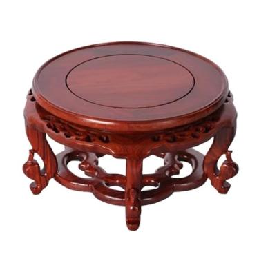 Imagem de Base de exibição de bonsai redonda com perna, vaso de pedra ímpar bule de chá base para suporte de exibição de escritório em casa (grande)