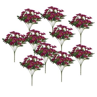 Imagem de Baoblaze 10 Pacotes de Decoração de Flores de Seda Reutilizáveis, Ornamento Anti-Desbotamento, Centro de Mesa, Flores Falsas para Área Externa, para Festa, Rosa Vermelha