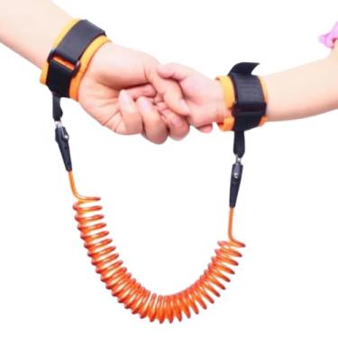 Imagem de Pulseira de Segurança Infantil Anti Perda Prende no Pulso Proteção para Criança Guia Ajustável com Cordão Confortável e Protege Passeios Seguro Prevenção de Acidentes (Laranja)