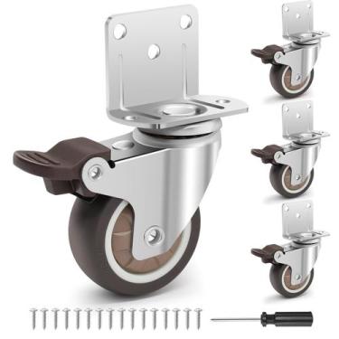 Imagem de Conjunto de rodízios Humagineer de 5 cm, montagem lateral, 4, borracha
