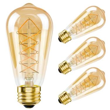 Imagem de Lâmpadas LED Edison BLINGCOLOR reguláveis E26 6W 2200K, pacote com 4