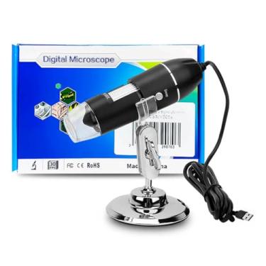 Imagem de Microscópio Usb Digital Hd 1000X Com 8 Leds Ajustáveis Foco 15-40Mm Compatível Windows E Mac Analise Capilar