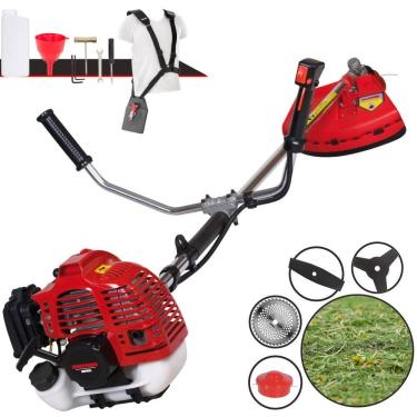 Imagem de Cortador de Grama À Gasolina Kawashima KW52L 52cc 2,5HP 2T Completa Com Carretel de Nylon + Faca 2 Pontas + Faca 3 Pontas + Faca 40 Dentes de Vídea