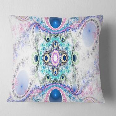 Imagem de Design crítico azul fractal padrão abstrato sala de estar, sofá, almofada + capa de almofada impressa em ambos os lados 40,64 cm x 40,64 cm