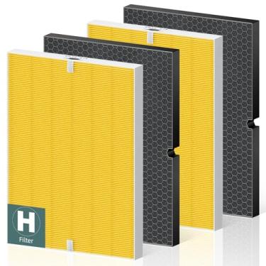 Imagem de Filtro de substituição H 116130 Pet Care para Winix 5500-2 AM80 Plasmawave, filtro HEPA verdadeiro e pacote combo de filtro de carvão ativado, 2 conjuntos, amarelo