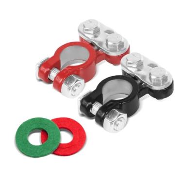 Imagem de Kutyun 2 peças de conectores de terminal de bateria, extremidade de cabo de bateria, conector de grampo de terminal de cabo de carro com arruela, acessórios de carro conectores de terminal de bateria