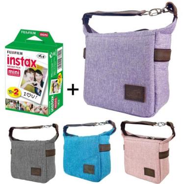 Imagem de Bolsa Case para Câmera Instax Mini 9 e Mini 11 + 20 Fotos Lilás - Alhv