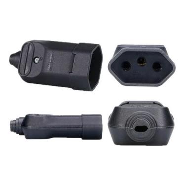 Imagem de 2 Plugue Plug Tomada Fêmea Preta 3 Pinos 20a Preto Margirius