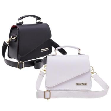 Imagem de Kit bolsa feminina pequena alça tarnsversal - ZBOLSA, Preto, Branco