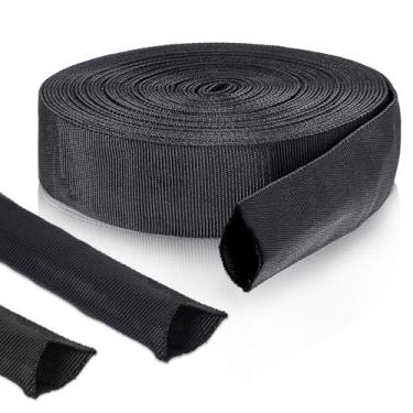 Imagem de Capa protetora de mangueira hidráulica de nylon de 80 m, capa protetora preta, mangueiras hidráulicas, manga de cabo, tocha, fio de corte, capa de gerenciamento, envoltório para cabo Tig (5 cm de Id)